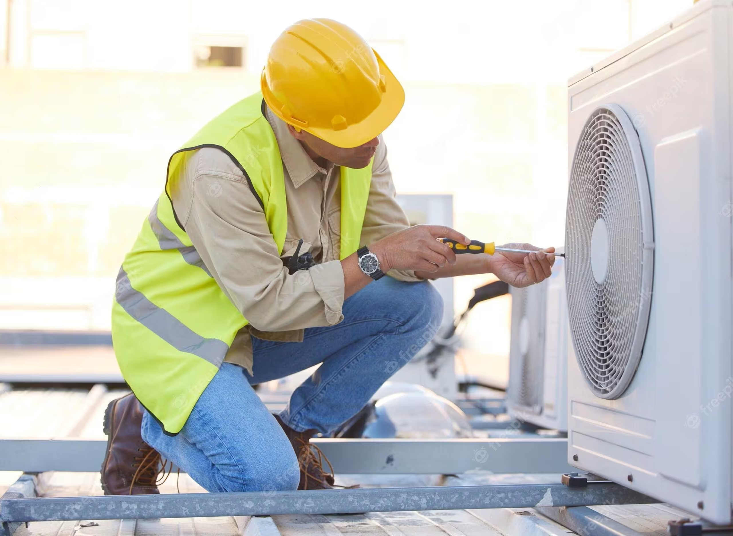 Commercial HVAC technician inspection