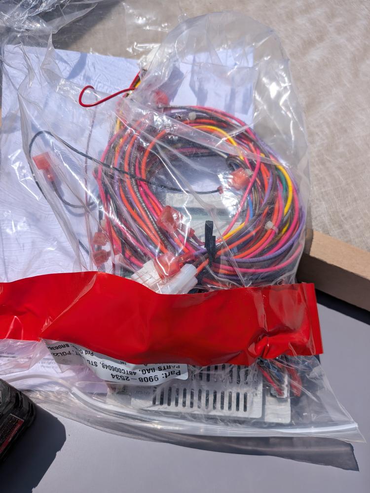 Replacement rooftop HVAC wiring harness in sealed package