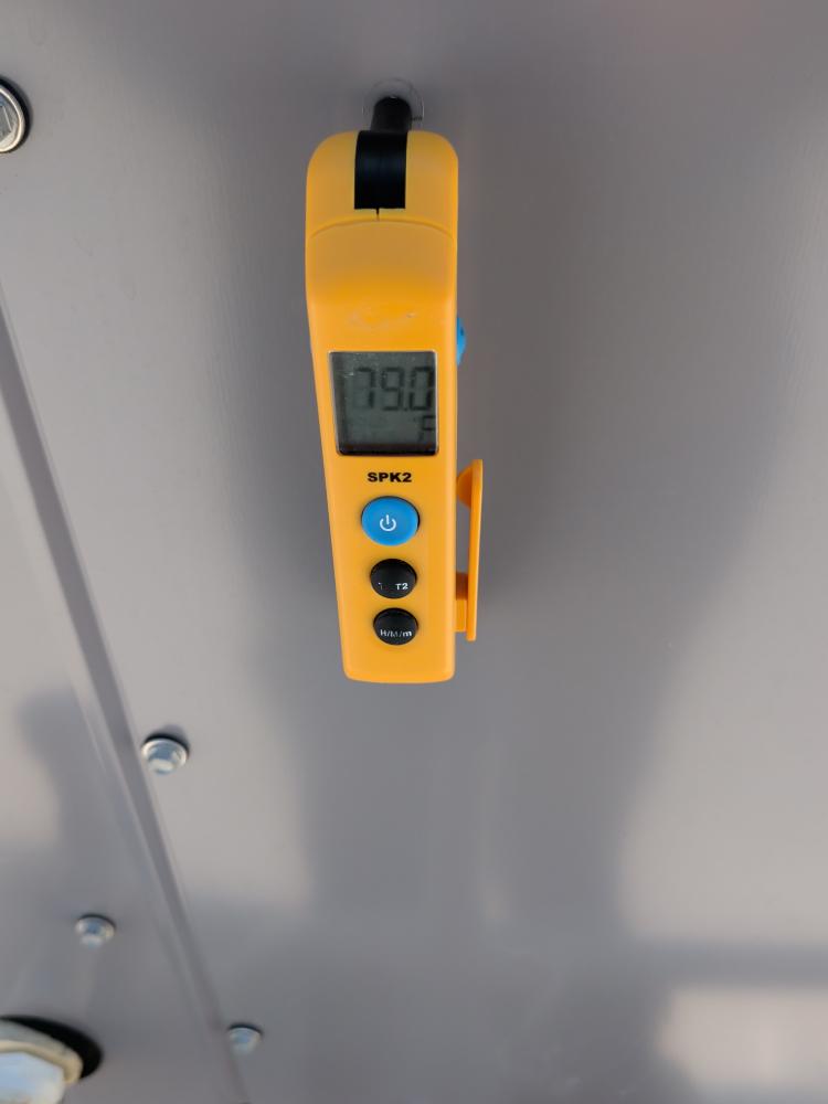 Temperature probe reading inside commercial rooftop HVAC unit